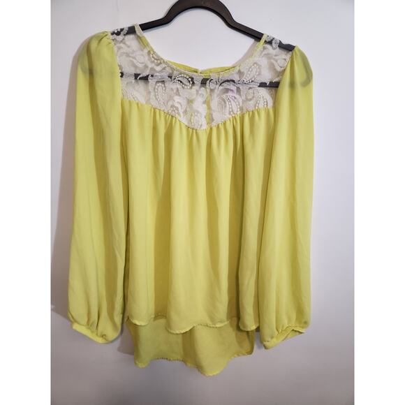 ALYA women's yellow BLOUSE with lace detail Size MEDIUM - Picture 1 of 9